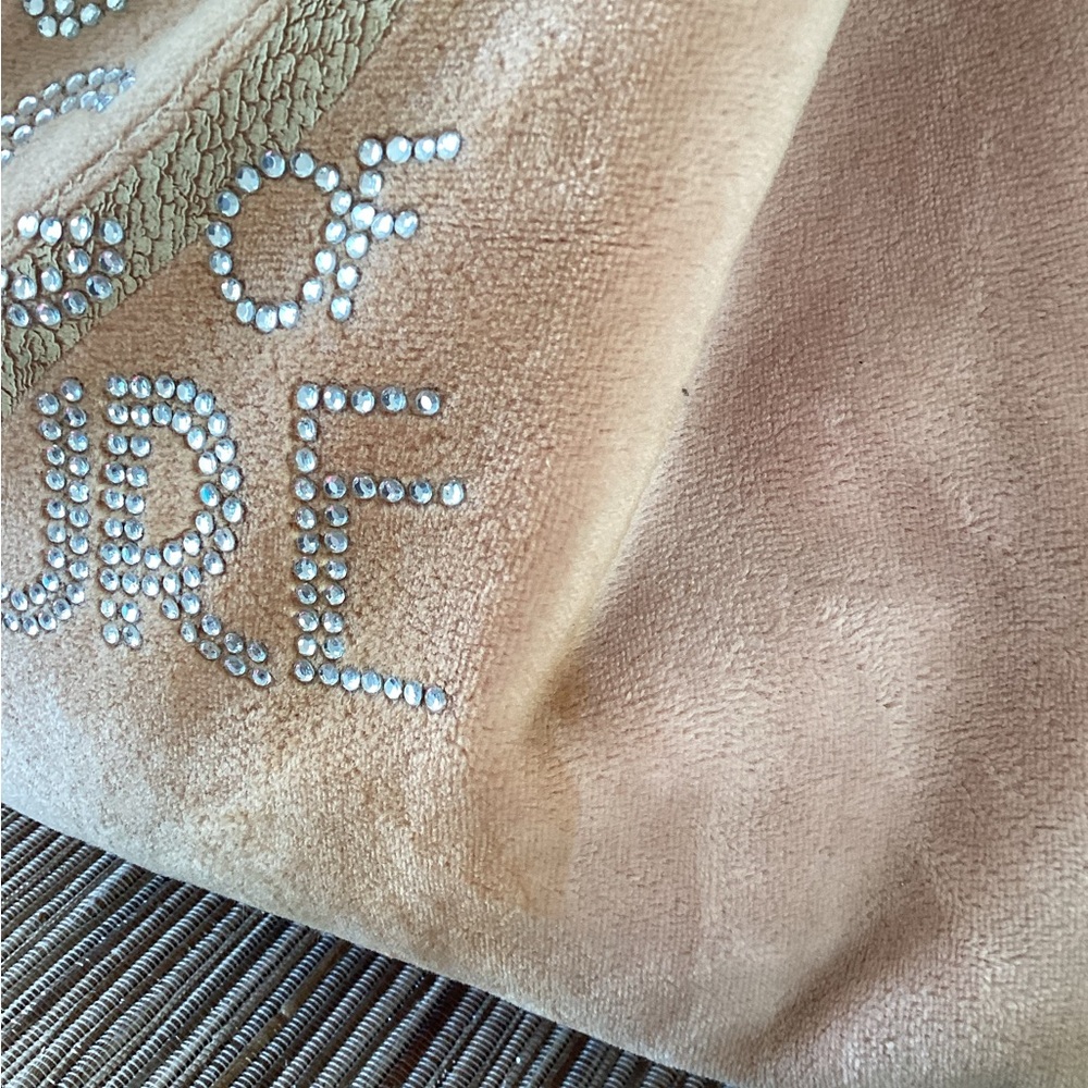 Y2K Juicy Couture Pink Darling Of Couture Velour Rhinestone Large Purse Bag - Picture 5 of 13